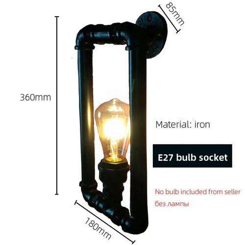 Retro Loft Wall Lamp Pipe Wall Sconce Vintage Indoor Light Edison E27 Light Aisle Corridor Restaurant Cafe Wall Lamp