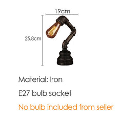 Industrial Wind Water Pipe Table Light Loft Lamp E27 Edison Desk Light For Bedroom Bedside Study Light