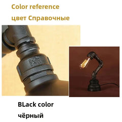Industrial Wind Water Pipe Table Light Loft Lamp E27 Edison Desk Light For Bedroom Bedside Study Light