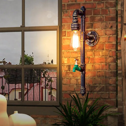 American Vintage Industry Steam Punk Lamp Loft Wall Lamp Restaurant Bar Club Corridor Cafe Light Long Water Pipe Wall Sconce