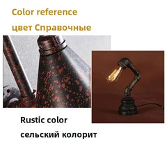 Industrial Wind Water Pipe Table Light Loft Lamp E27 Edison Desk Light For Bedroom Bedside Study Light