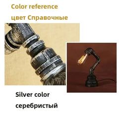 Industrial Wind Water Pipe Table Light Loft Lamp E27 Edison Desk Light For Bedroom Bedside Study Light