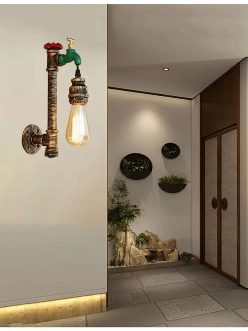 Vintage Steam Punk Pipe Wall Light Retro Loft Cafe Bar Club Bedside Corridor Aisle Restaurant Wall Lamp E27 Wall Sconce BraBra